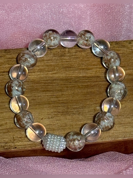 Jewelry - Glow in the Dark Gold Foil Luminous Clear Crystal Bead Bracelet